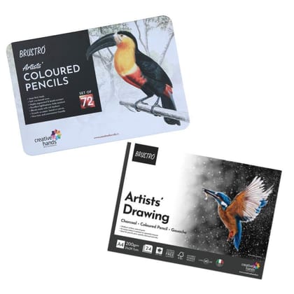 BRUSTRO Artists Colour Pencil Set of 72 (in Elegant tin Box) with Drawing Glued Pad BRUSTRO Artists Colour Pencil Set of 72 (in Elegant tin Box) with Drawing Glued Pad