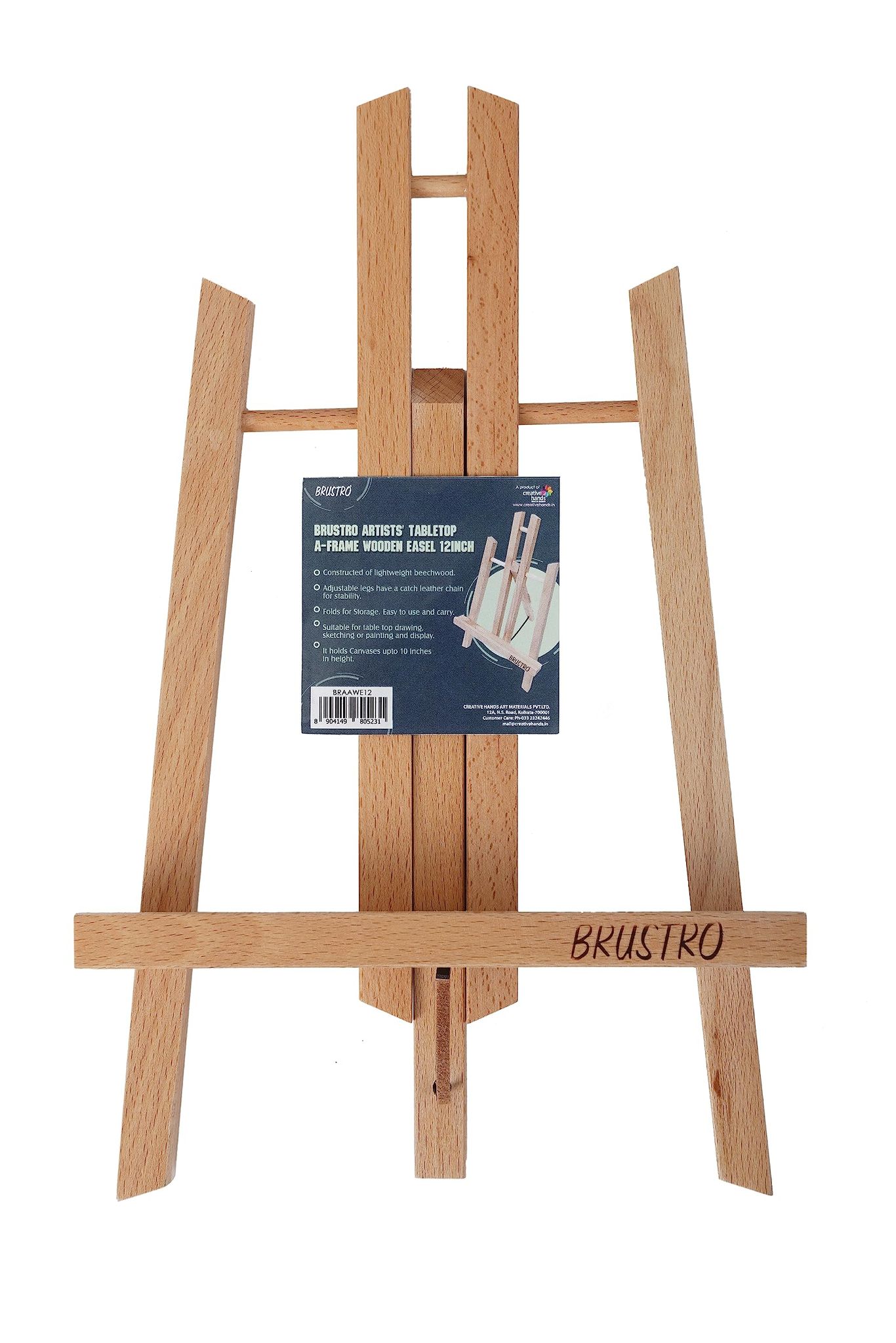 Brustro Artists Small Tabletop A-Frame Wooden Easel Size - 12", Canvas Holds Upto 9.8"