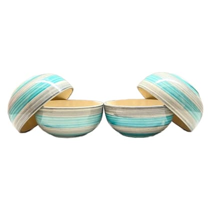 STOREPEDIA Handcrafted Ceramic Sea Green Ring Bowls, Serving Mixing Bowl for Vegetable Dessert Snack Fruits Bowl Set for Hotel, Gift Purpose, Set of 4 250 ml Multicolor STOREPEDIA Handcrafted Ceramic Sea Green Ring Bowls, Serving Mixing Bowl for Vegetable Dessert Snack Fruits Bowl Set for Hotel, Gift Purpose, Set of 4 250 ml Multicolor