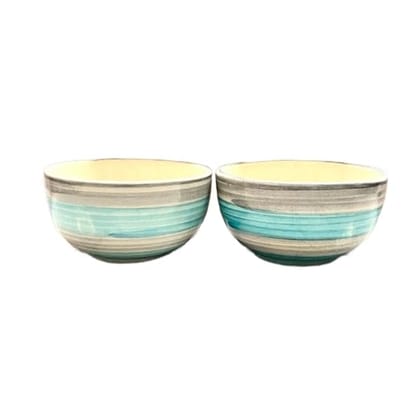STOREPEDIA Handcrafted Ceramic Sea Green Ring Bowls, Serving Mixing Bowl Set for Vegetable Dessert Snack Fruits Bowl Set for Hotel, Gift Purpose, Set of 2, 250 ml Multicolor STOREPEDIA Handcrafted Ceramic Sea Green Ring Bowls, Serving Mixing Bowl Set for Vegetable Dessert Snack Fruits Bowl Set for Hotel, Gift Purpose, Set of 2, 250 ml Multicolor