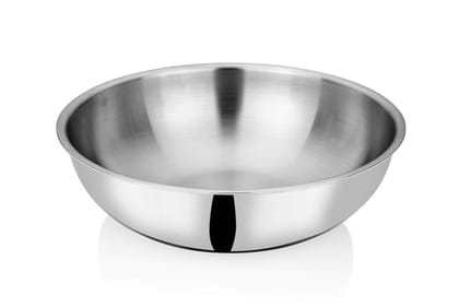 ReeV By Dr. WaterR Triply Stainless Steel Tasla 2.4 Ltr 24 Cm Diameter | Ideal For Home | Kitchen | Hot Water | Cooking | Veg Storage | Curry | Stir-Fry | Dry Veg | Saute | Gas | Stove | Induction Base