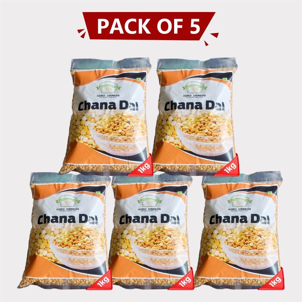 Chana Dal 5 kg (Pack of 5 x 1kg) by Agrobusiness Krishi Producer – Pure & Natural Farm-Fresh for Daily Cooking. 