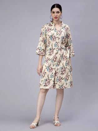 Off white floral printed crepe cotton dress Off white floral printed crepe cotton dress