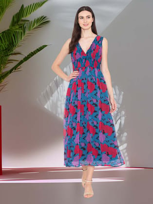 ENTELLUS | Women’s Printed Pleated Gown Dress ENTELLUS | Women’s Printed Pleated Gown Dress
