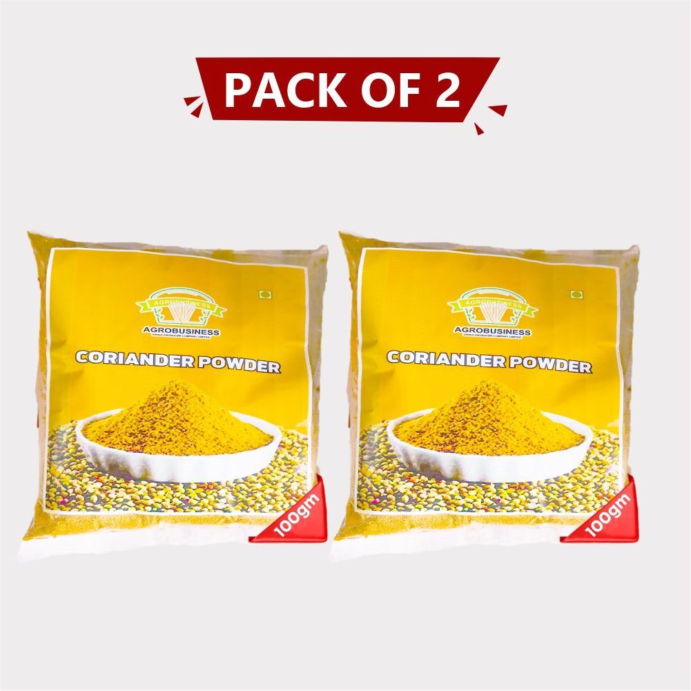 Premium Coriander Powder 200gm – Pack of 2 (100 gm × 2) by Agrobusiness Krishi Producer – Fresh, Aromatic & Farm-Ground Goodness!