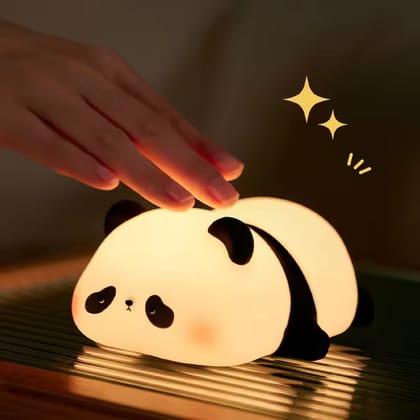 KTRS ENTERPRISE Panda Night Light, LED Squishy Novelty Animal Night Lamp, Food Grade Silicone 3 Level Dimmable Breastfeeding Nursery Nightlight for Room Decor