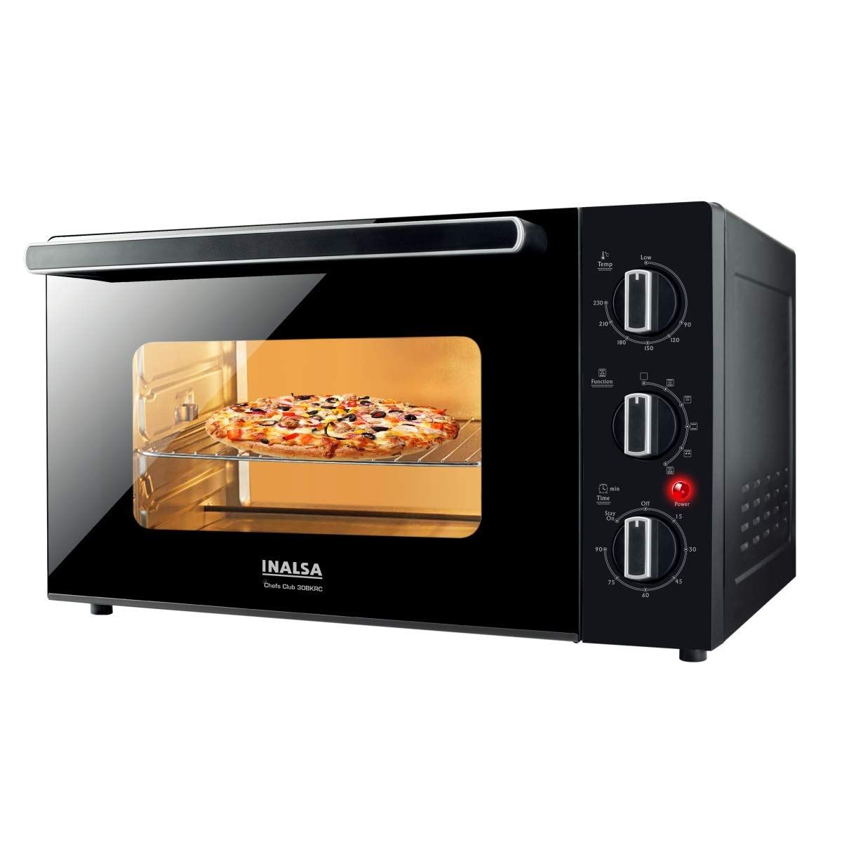 INALSA Premium Cake Baking OTG Oven With Glass Door|Oven Toaster Grill|1500Watt |Rotisserie & Convention Function| Temperature & Timer Selection,(Chefs Club30 BKRC)2 yr Warranty