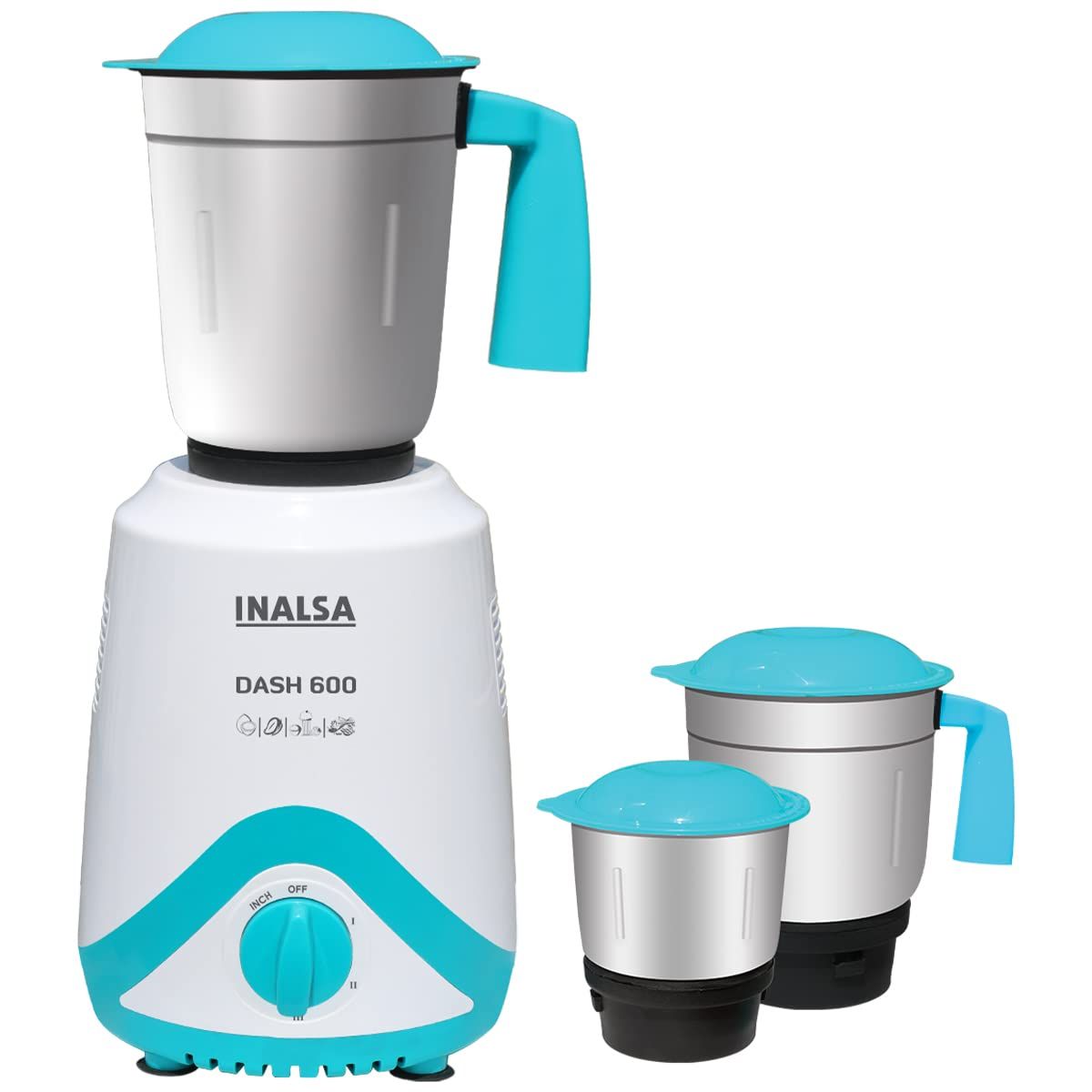 INALSA Mixer Grinder - MaxxBlend 750 with 3 Stainless Steel Jars (For Dry Grinding, Wet Grinding, Chutneys, (Black/Grey)