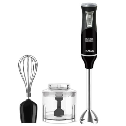 INALSA Hand Blender with Chopper, Whisker| Variable Speed & Turbo Speed Function|100% Copper Motor|1Liter|Low Noise |Anti-Splash Technology|Home&kitchen|2 Year Warranty (Robot Inox 1000E) INALSA Hand Blender with Chopper, Whisker| Variable Speed & Turbo Speed Function|100% Copper Motor|1Liter|Low Noise |Anti-Splash Technology|Home&kitchen|2 Year Warranty (Robot Inox 1000E)