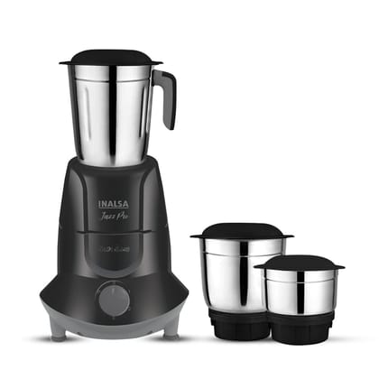 INALSA Jazz Pro -550W with 3 Stainless Steel Jars| 30 Min Motor Rating|Robust Nylon Coupler |Overload Protection|Wet Grinding and Chutney Jar|ISI Certified|2 Year Warranty|White & Green