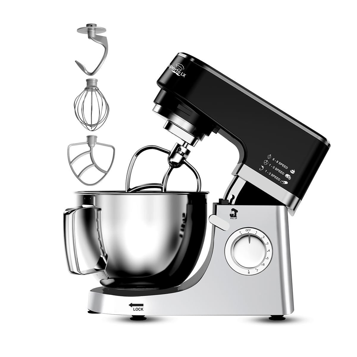 INALSA Stand Mixer With Die Cast Body & Free Mixing Bowl Worth Rs 2000| Durable Metal Gears| SS 304 Grade Accessories |2 No’s SS 304 Bowl |Timer- Digital Display| 8 Speeds (CuisinMix)