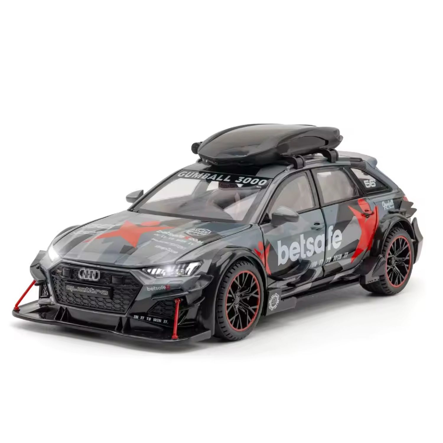 KTRS ENTERPRISE  1:24 Aude RS6 modified alloy sports car model simulation car toy callback sound light metal collectible car model