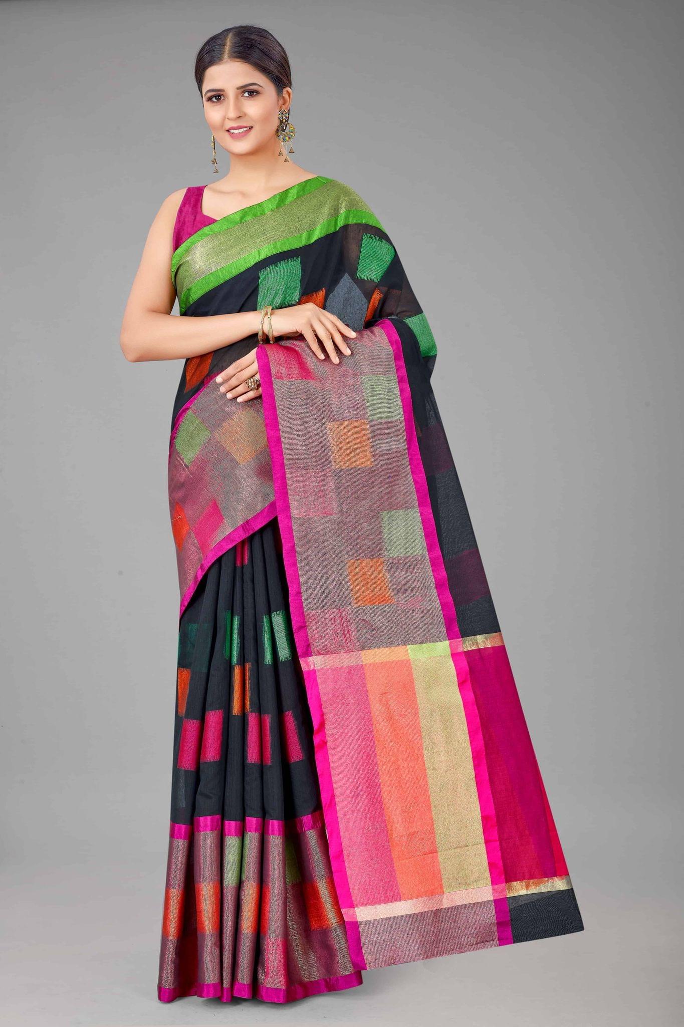 Women's Pure Cotton Woven Multicolor Saree
