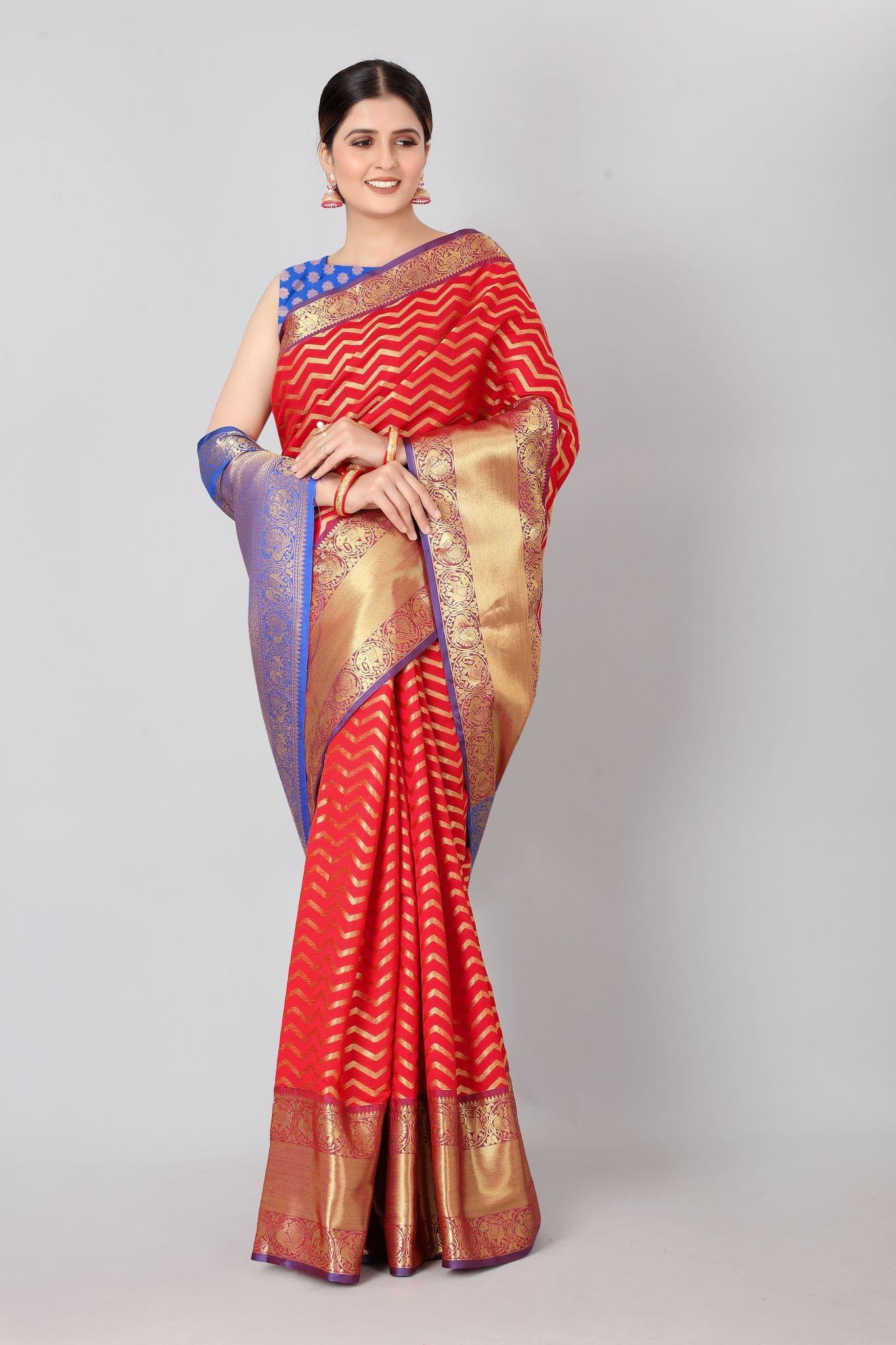 Designer Heavy Border Weaving Work With Rich Pallu &amp; Broad Daman