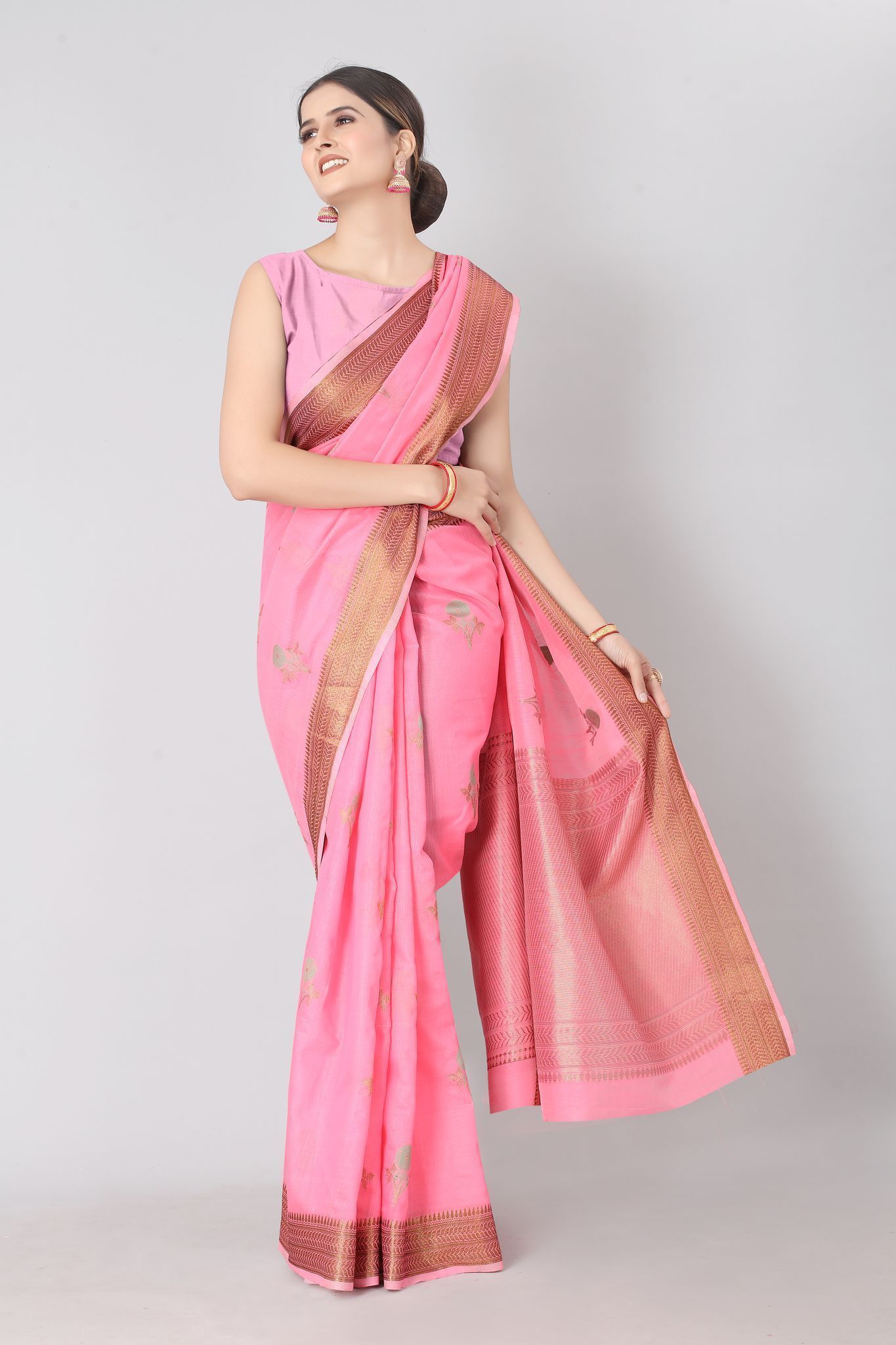 Women Linen Weaving Work Saree