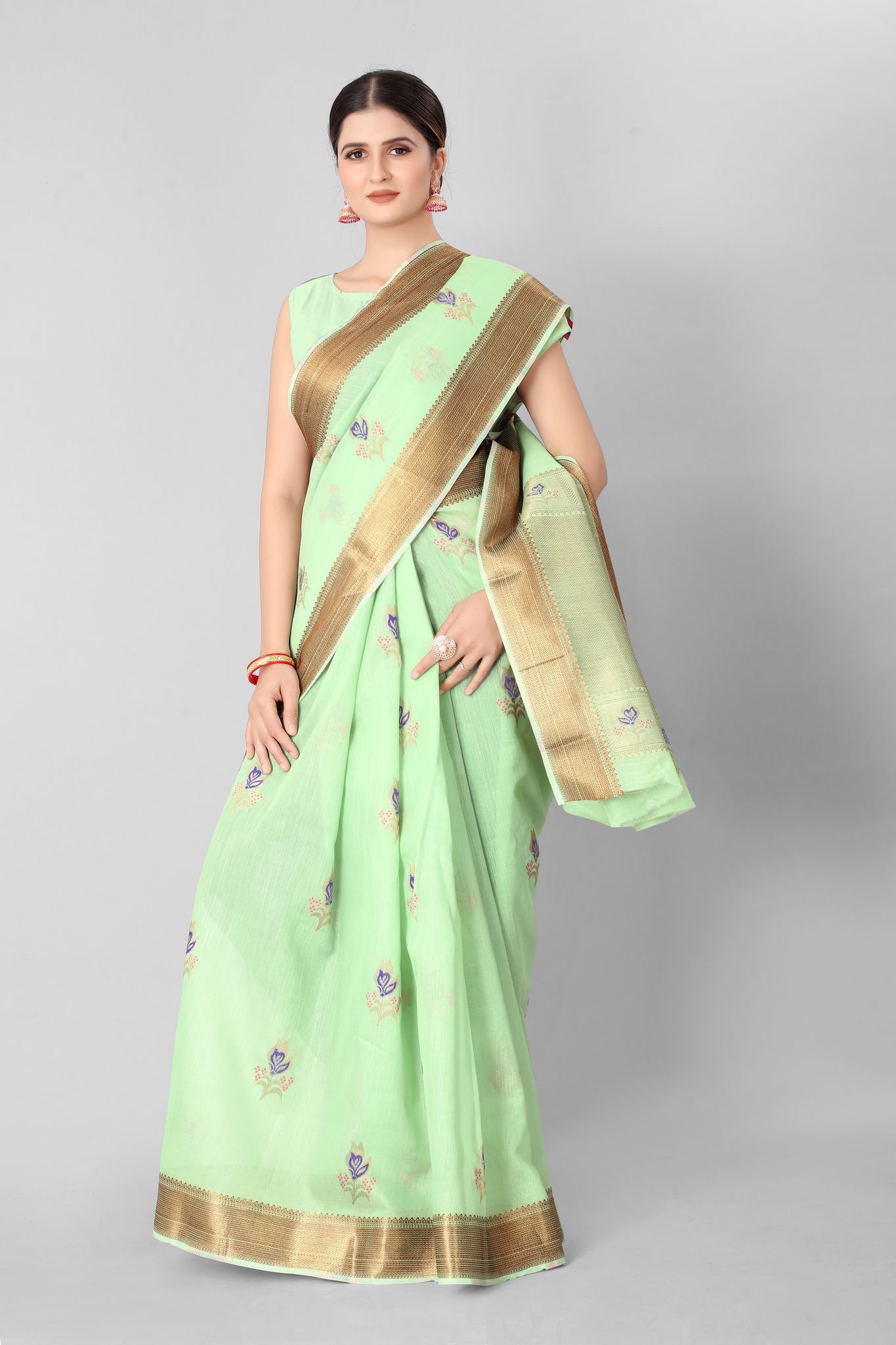 Women Linen Weaving Work Saree