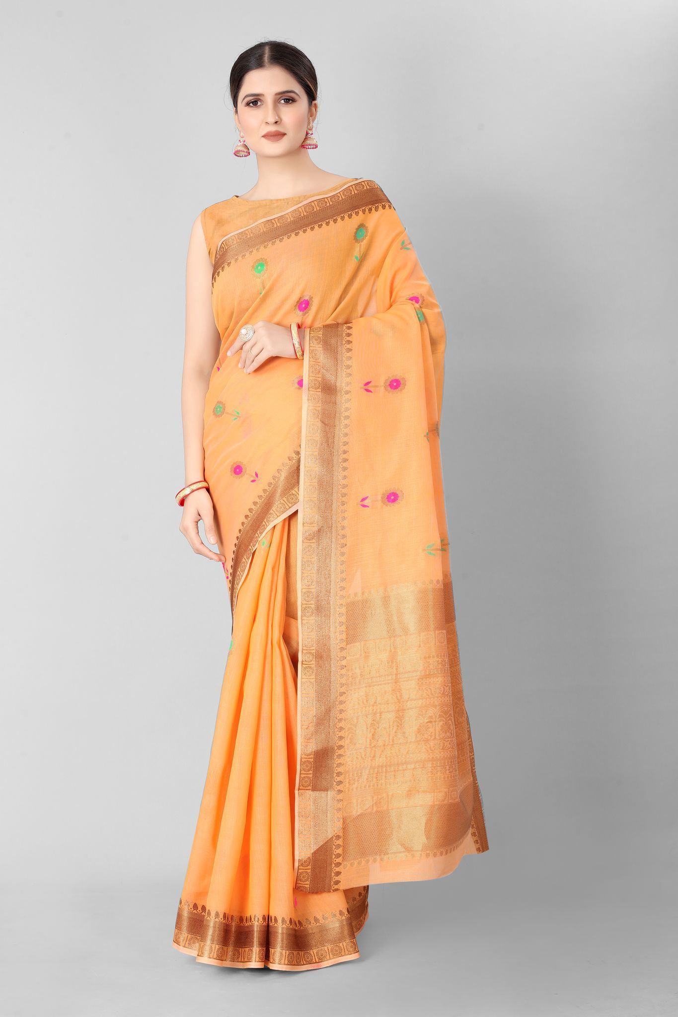 Women Linen Weaving Work Saree