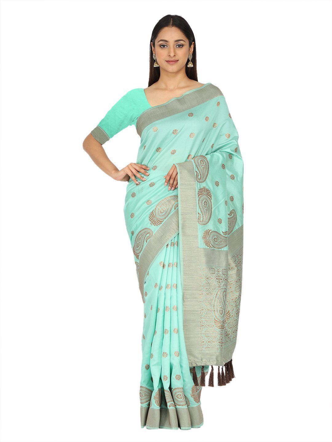 Women's Blue Woven Design Soft Silk Saree