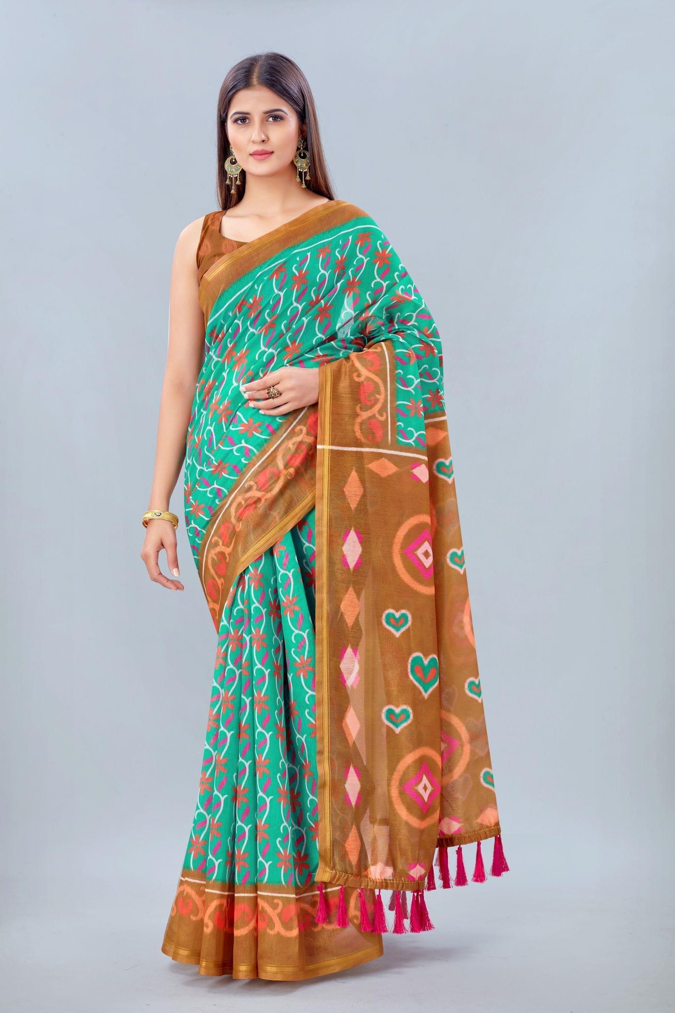 Women's Pure Cotton Floral Digital Print Multicolor Saree