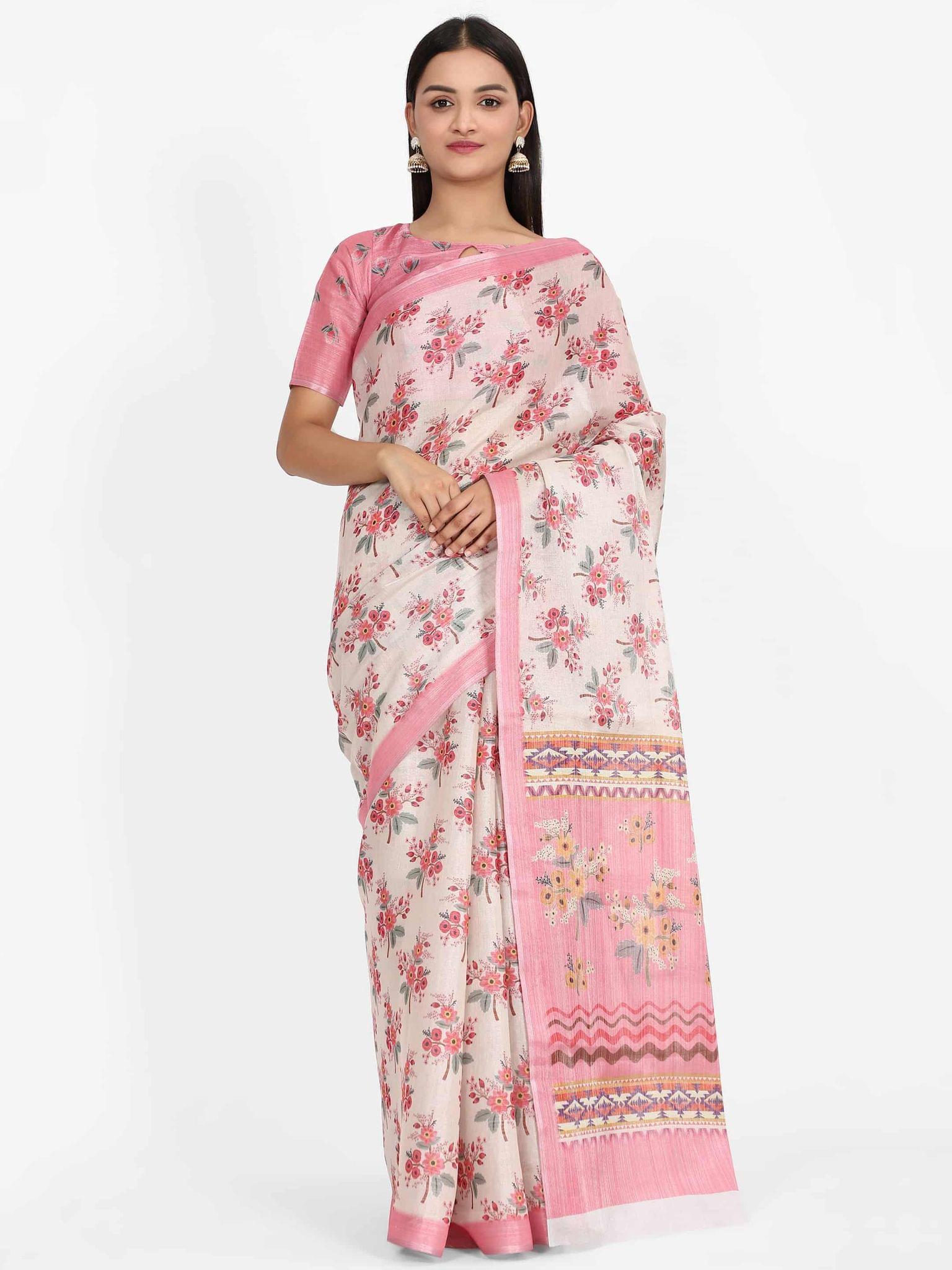 Women's Digital Print Zari Woven Multicolor Saree