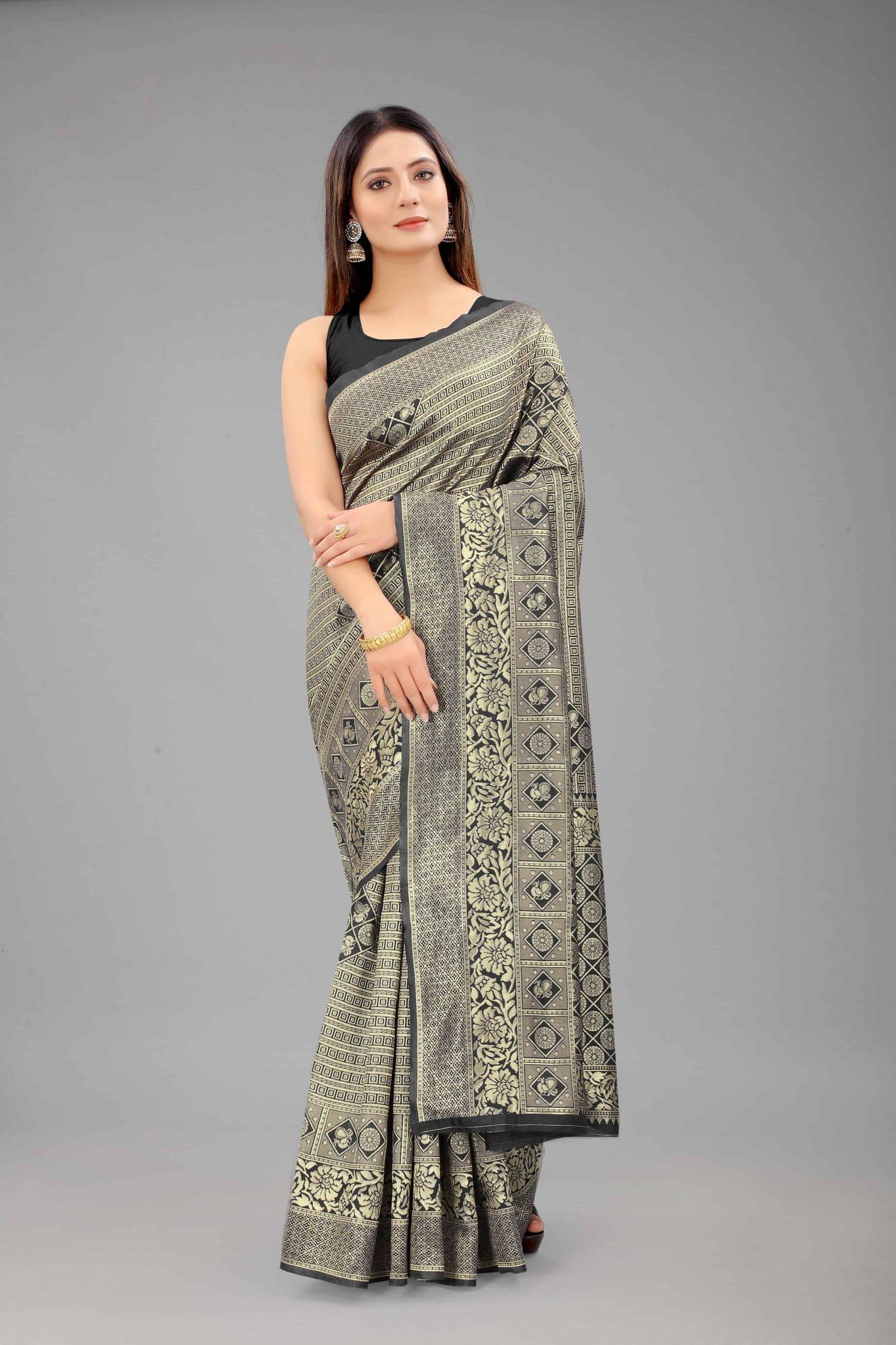 Women's Banarasi Art Silk Saree With Unstiched Blouse Piece