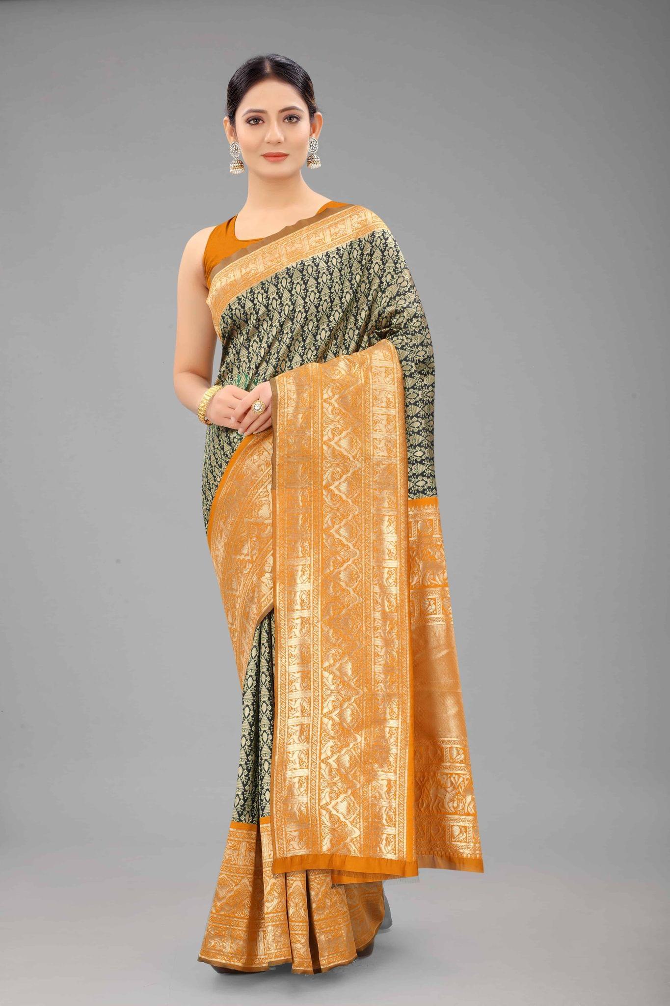 Women's Banarasi Art Silk Saree With Unstiched Blouse Piece