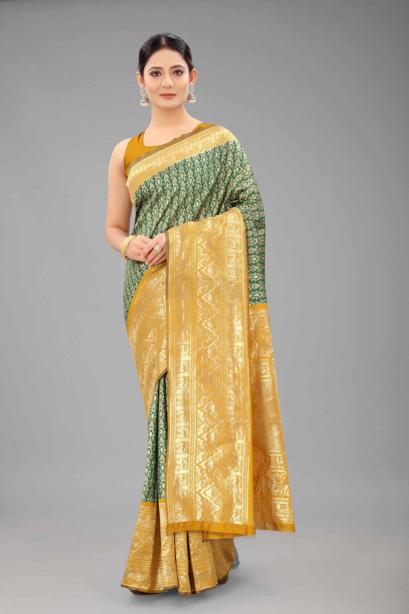 Women's Banarasi Art Silk Saree With Unstiched Blouse Piece
