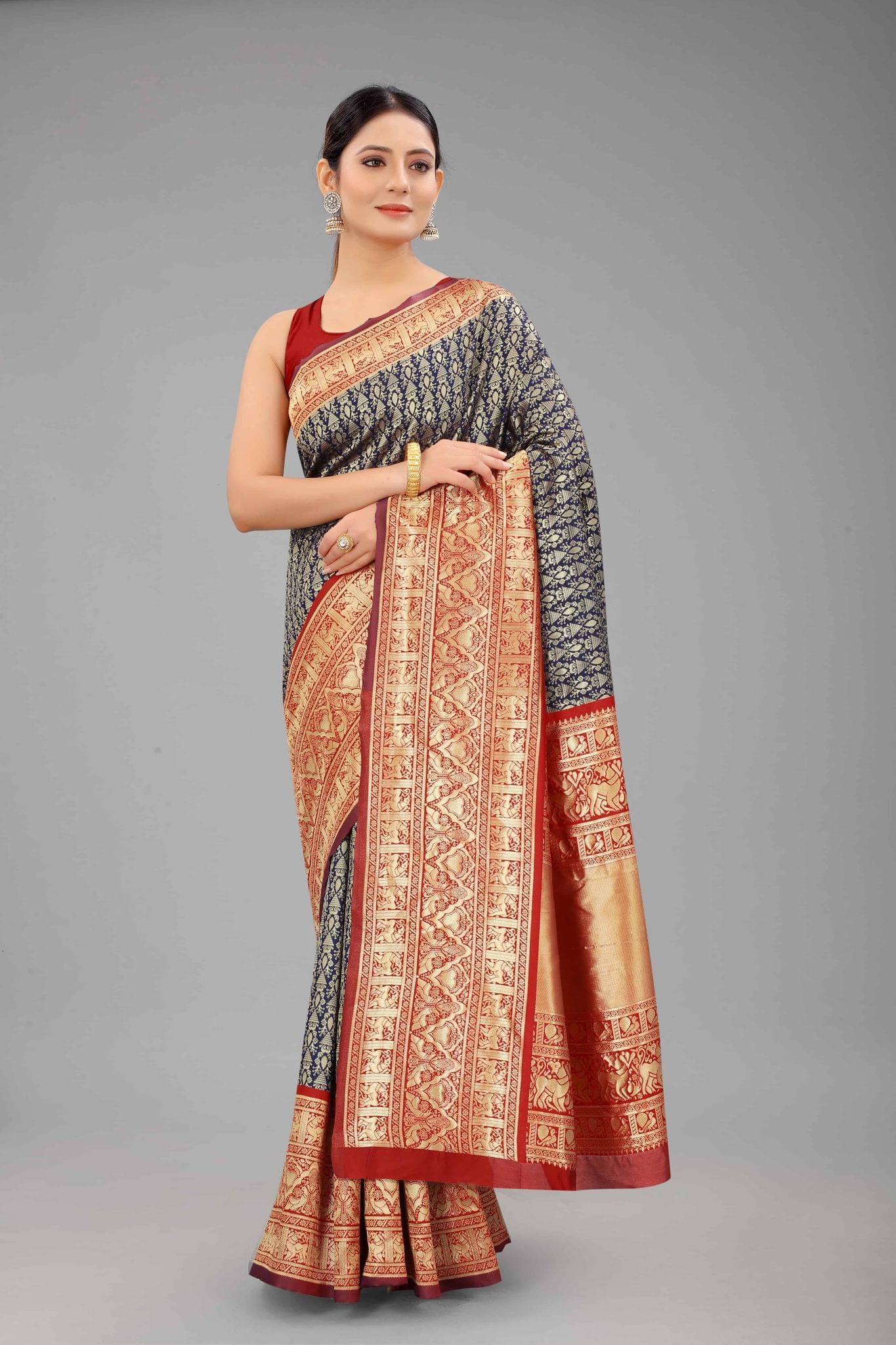 Women's Banarasi Art Silk Saree With Unstiched Blouse Piece