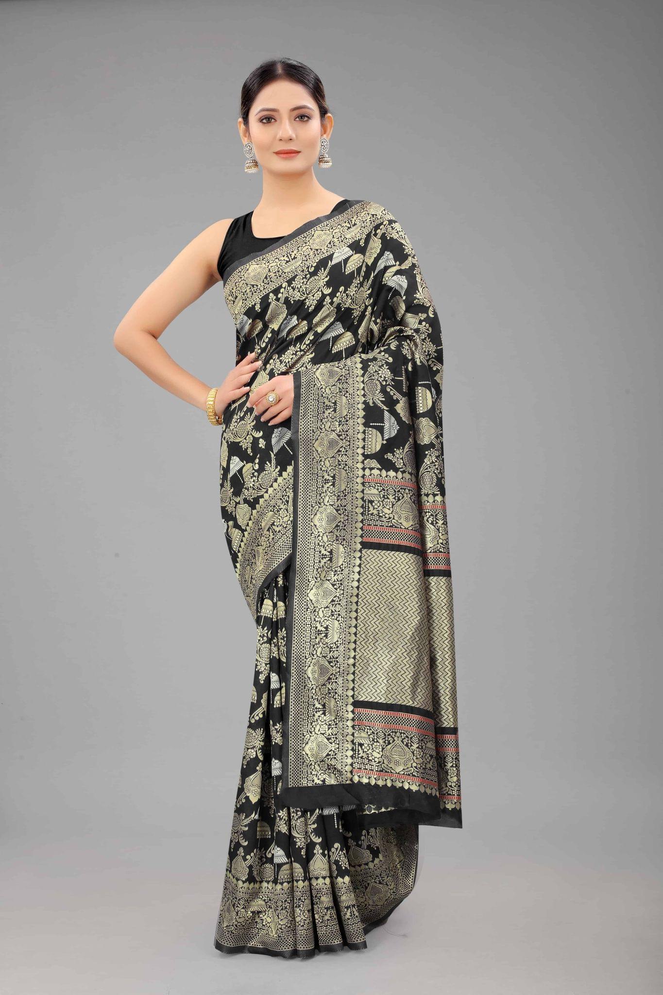 Women's Banarasi Art Silk Saree With Unstiched Blouse Piece