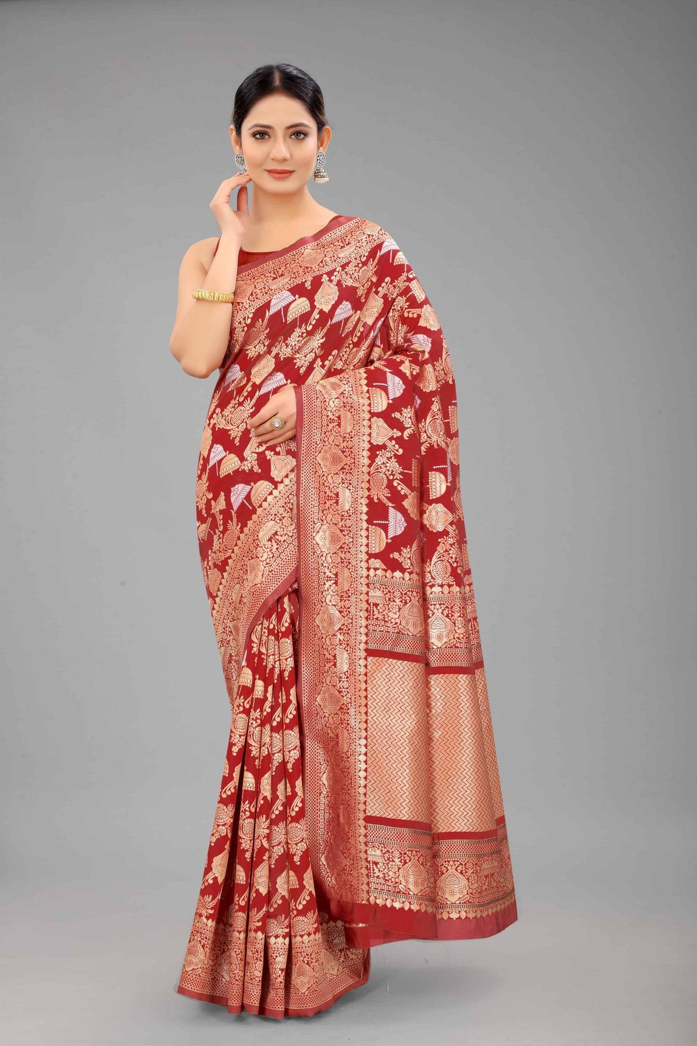 Women's Banarasi Art Silk Saree With Unstiched Blouse Piece