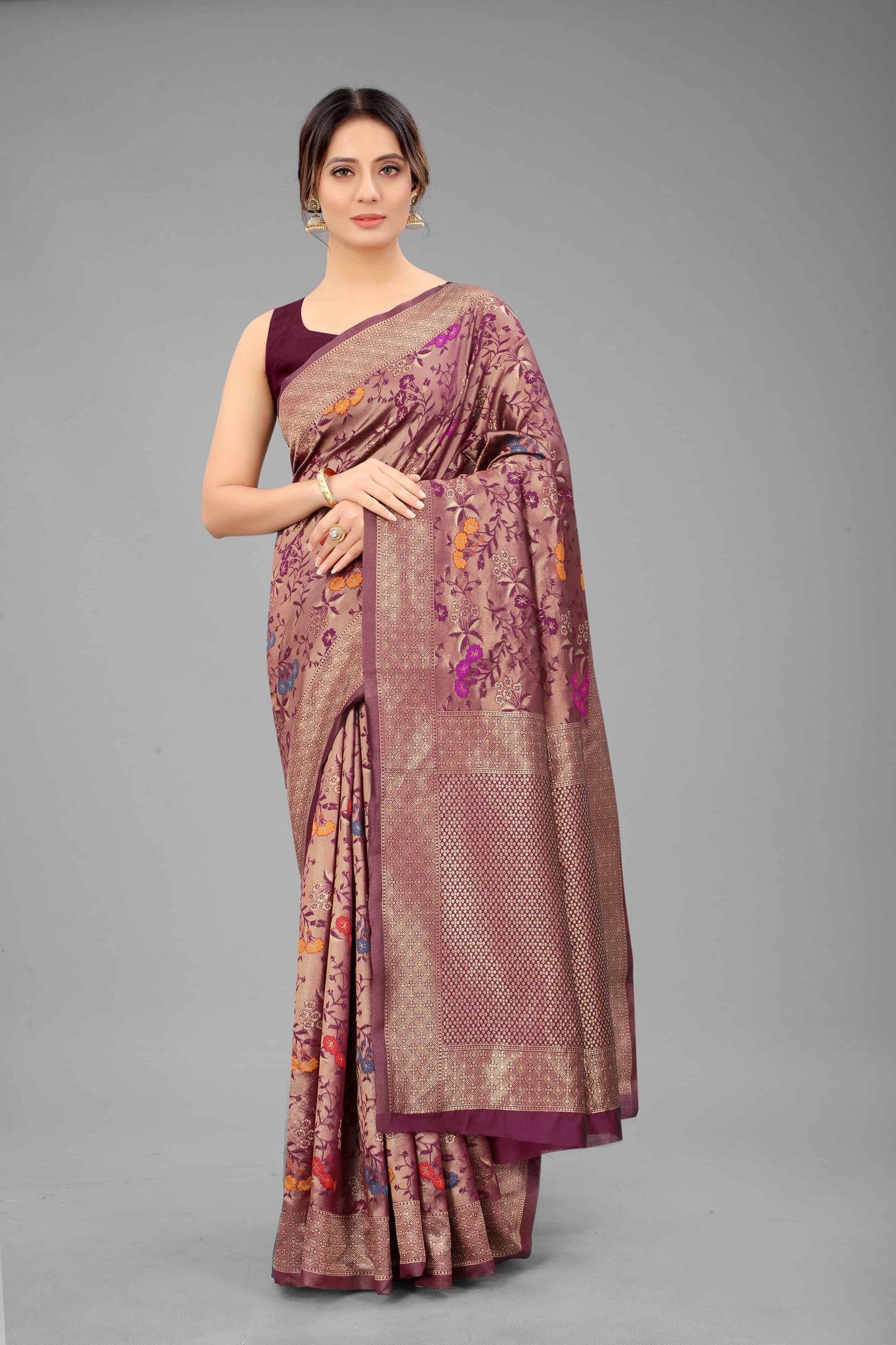 Women's Banarasi Art Silk Saree With Unstiched Blouse Piece