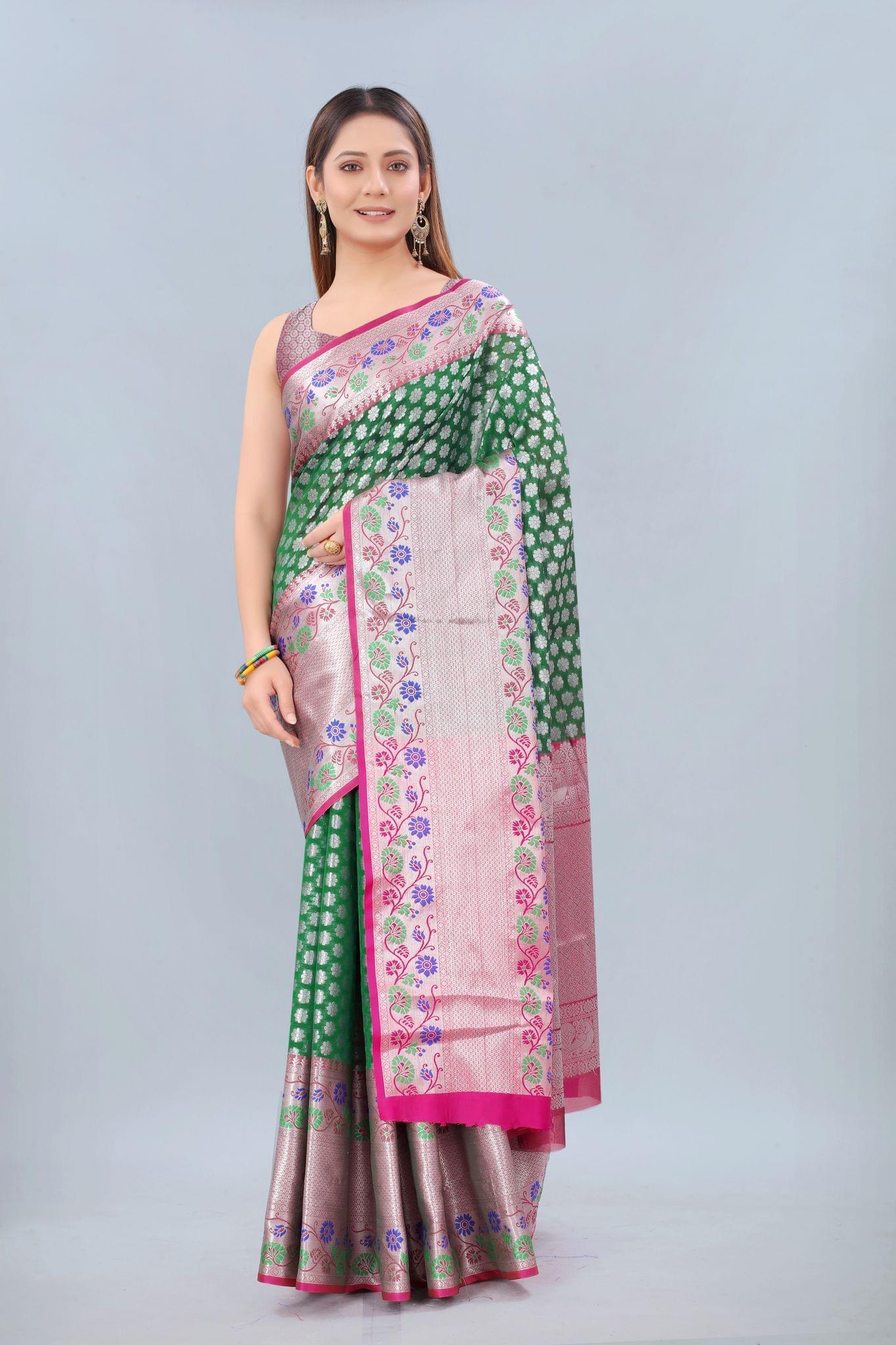 Silk Zone Women's Cotton Digital Print Zari Sequin Woven Black Saree