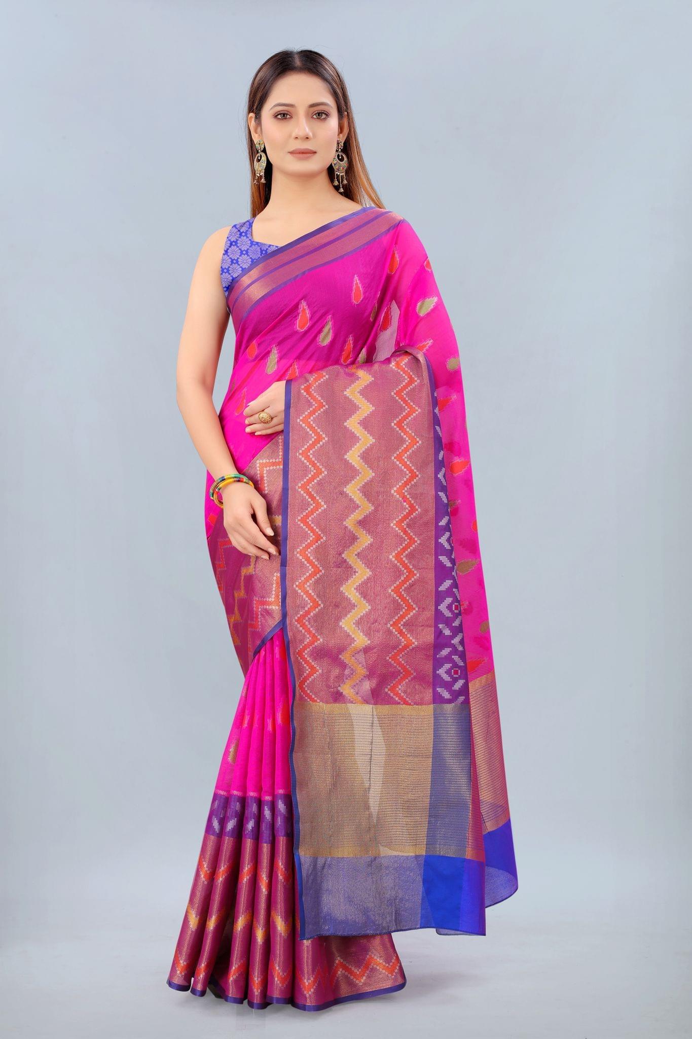 Silk Zone Women's Cotton Digital Print Zari Sequin Woven Black Saree