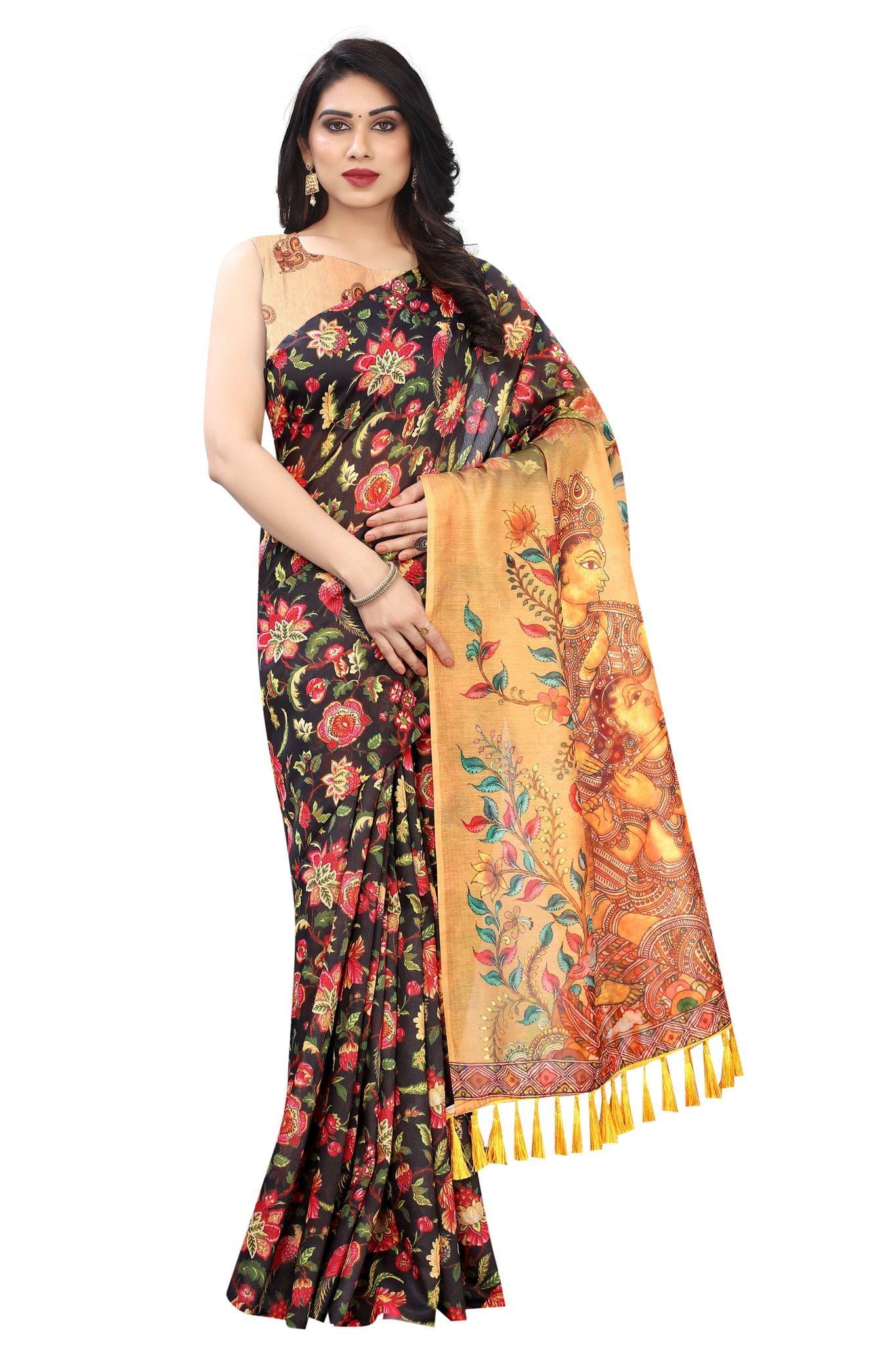 Silk Zone Women's Chanderi Cotton Saree With Blouse Piece