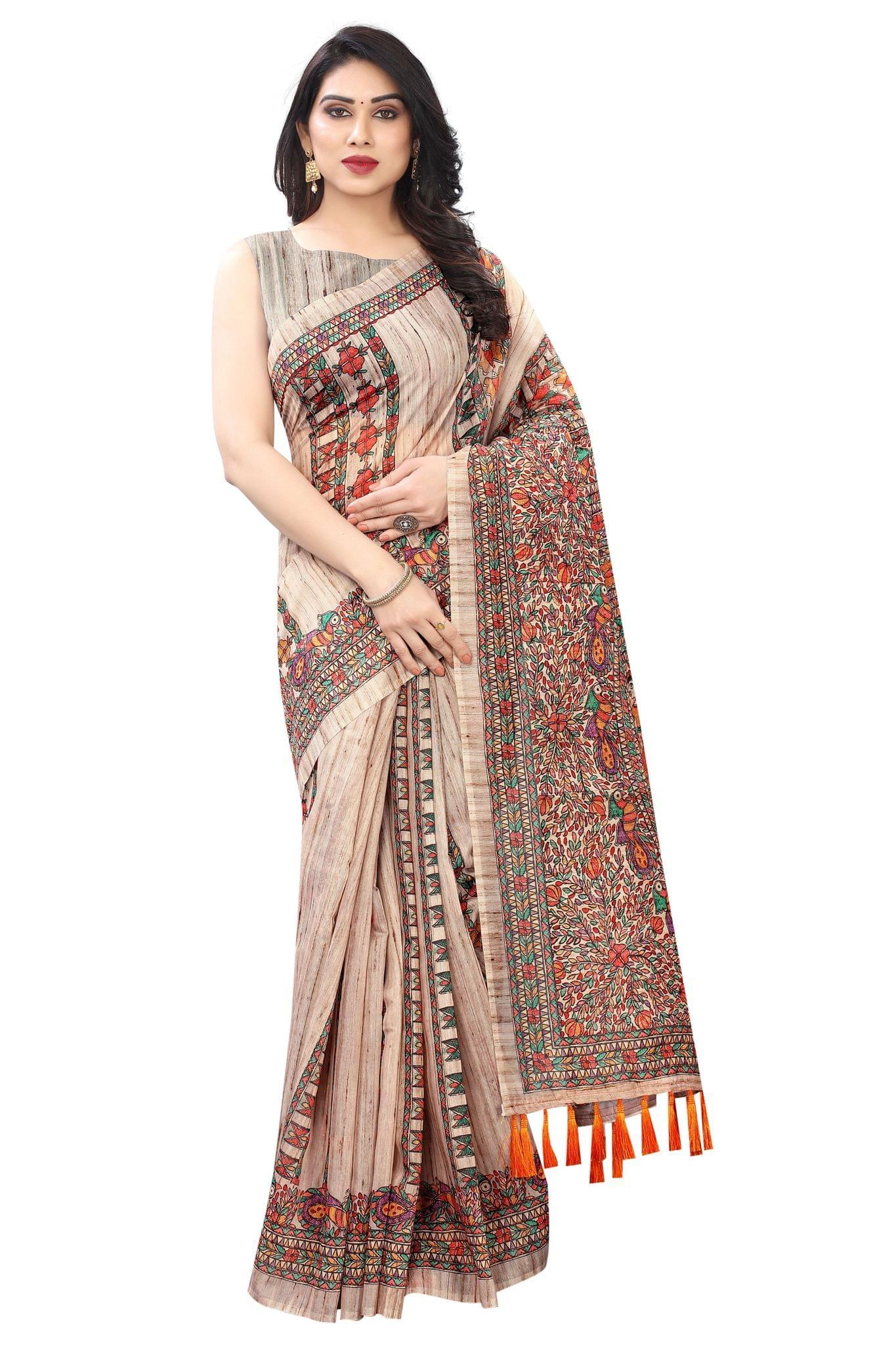 Silk Zone Women's Chanderi Cotton Saree With Blouse Piece
