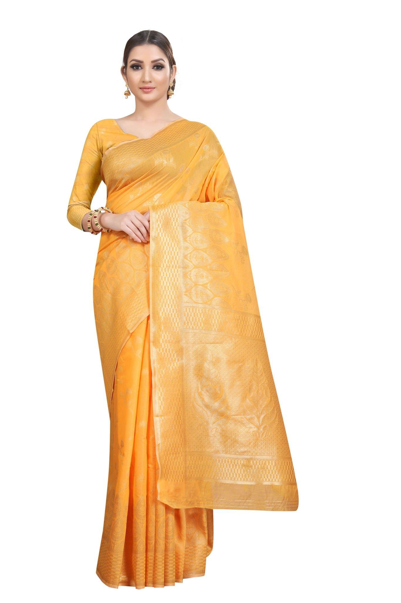 Silk Zone Women's Jamdani Cotton Woven Silk Saree with Blouse Piece