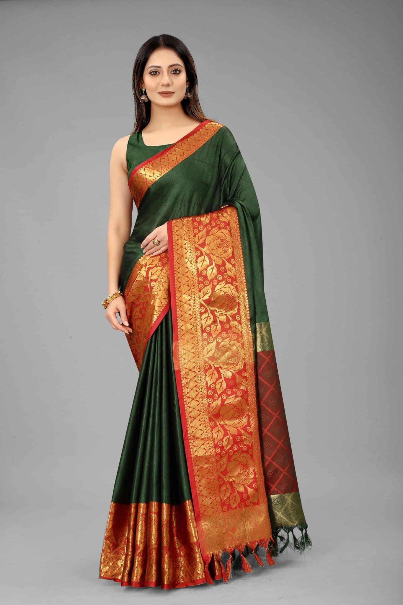 Silk Zone Women's Pattu Art Silk Saree With Unstiched Blouse Piece