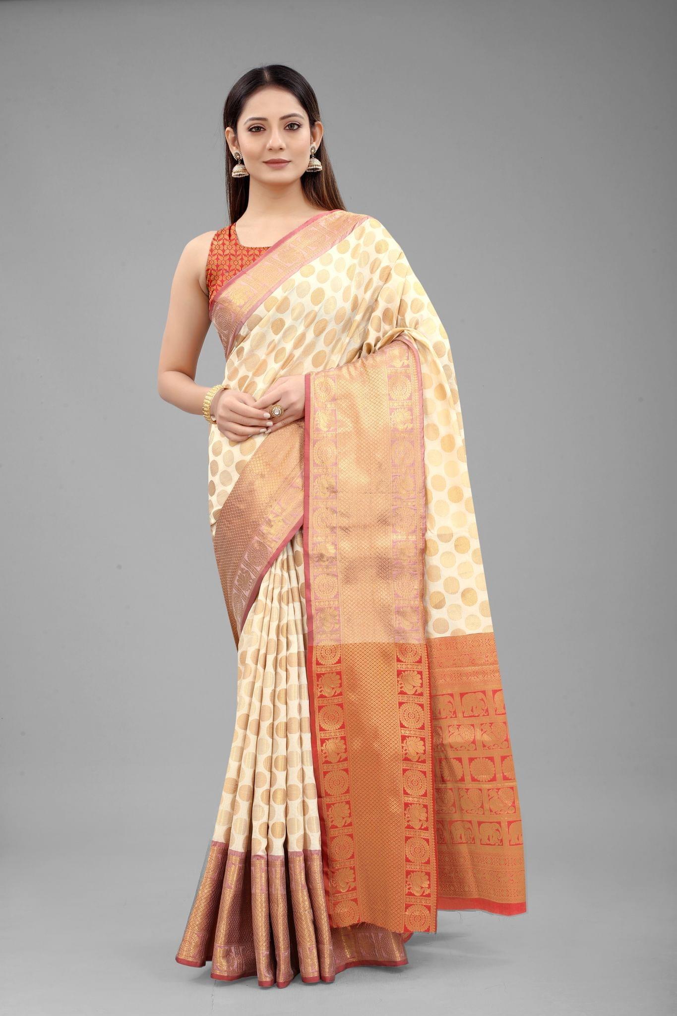 Silk Zone Women's Banarasi Silk Woven Saree With Unstiched Blouse Piece