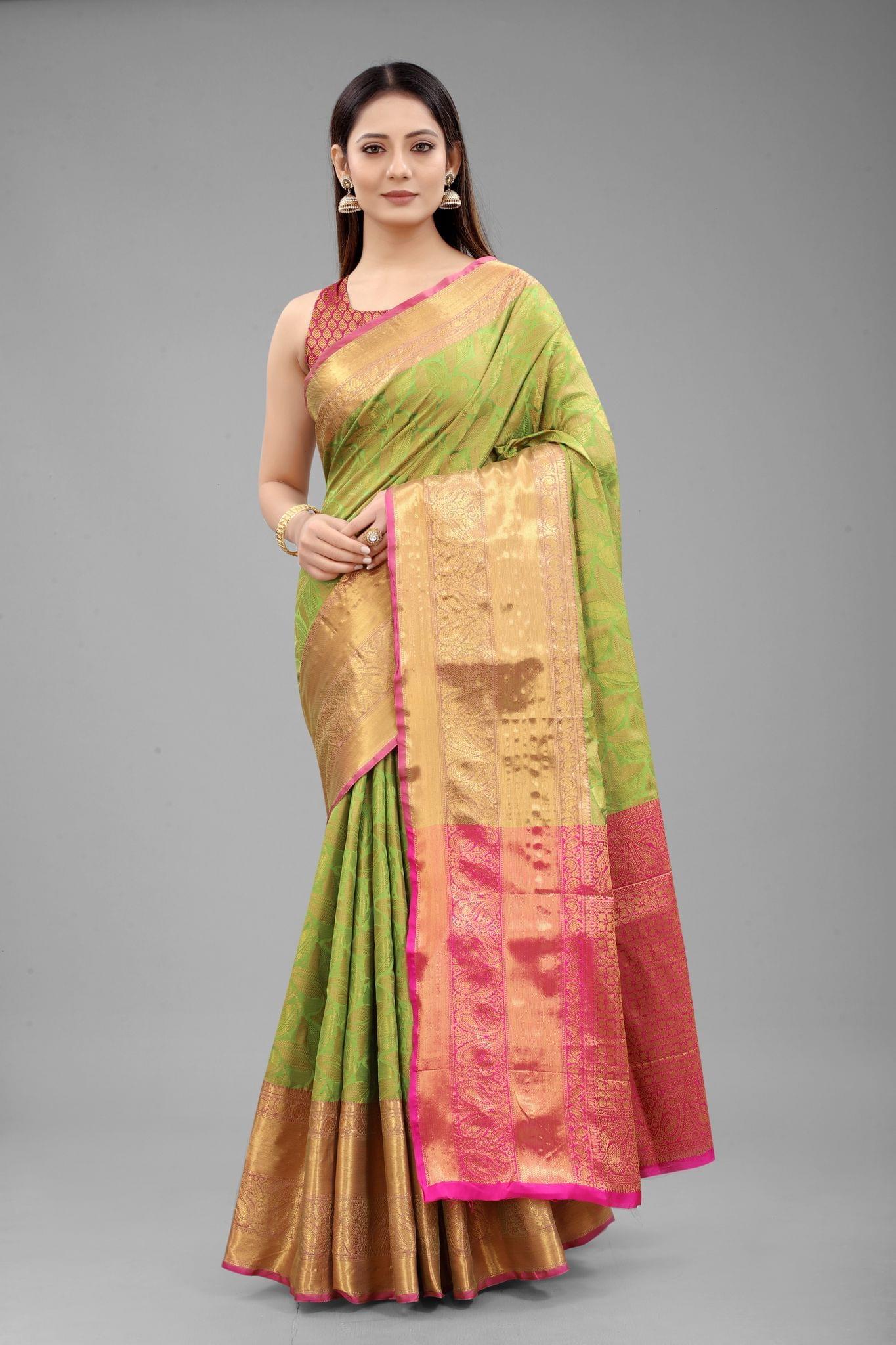 Silk Zone Women's Banarasi Silk Woven Saree With Unstiched Blouse Piece