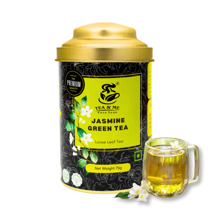TEA & ME Jasmine Green Loose Leaf Tea, Finest grade green leaf tea with jasmine buds with antioxidants for overall well-being in golden dom tin Great for tea lovers or as a thoughtful present TEA & ME Jasmine Green Loose Leaf Tea, Finest grade green leaf tea with jasmine buds with antioxidants for overall well-being in golden dom tin Great for tea lovers or as a thoughtful present