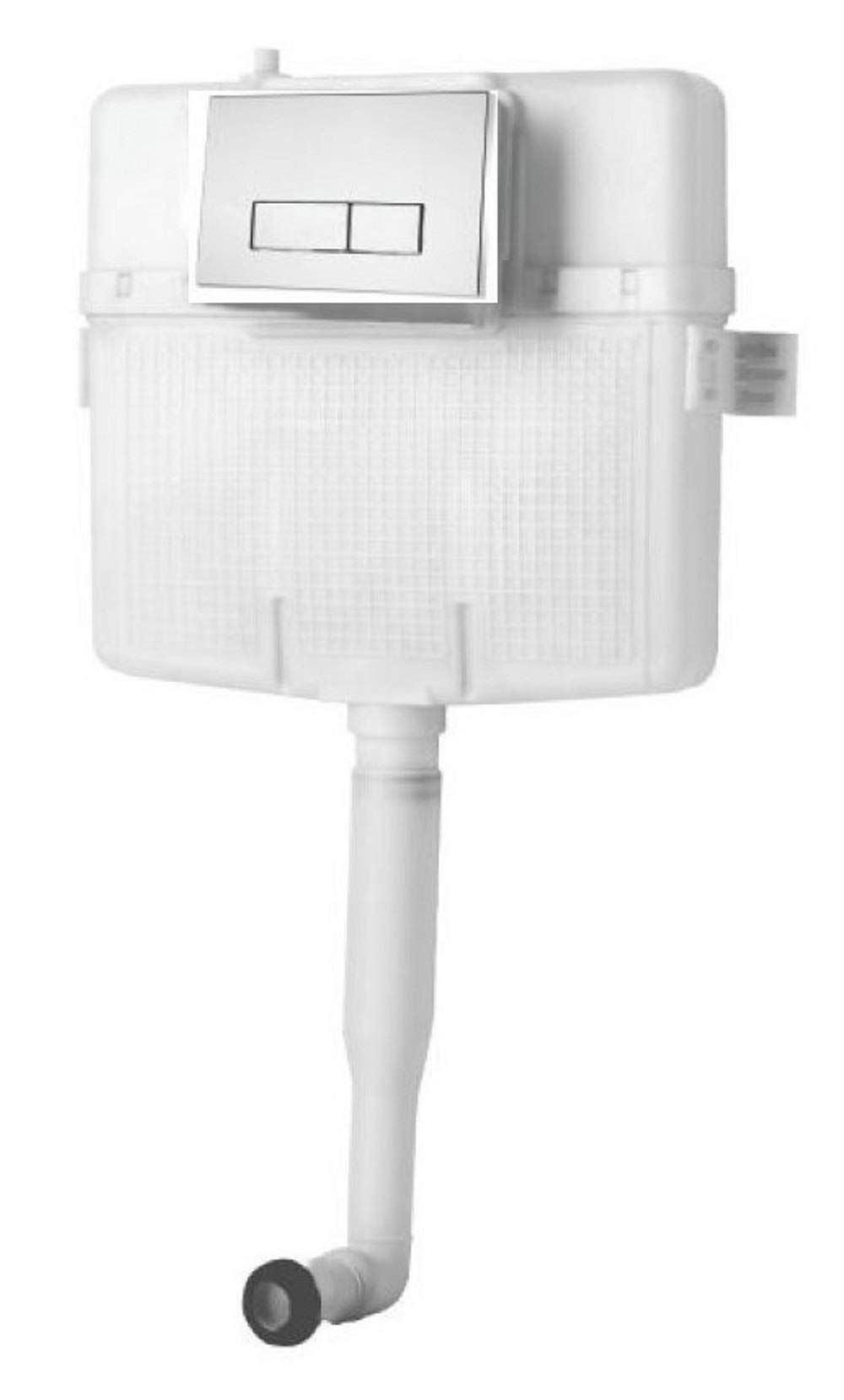 Belmonte Slim 80mm Thick Dual Flush Concealed Cistern Flush Tank with Push Flush Plate for Wall Mounted Commode EWC