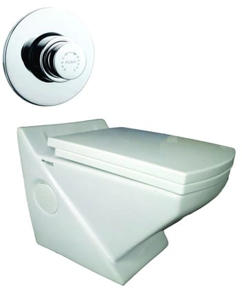 Belmonte Wall Hung Commode Water Closet Crystal with Flush Valve & Soft Close Seat Cover- White