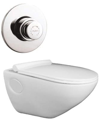 Belmonte Wall Hung Water Closet Titan with Flush Valve & Soft Close Seat Cover - White