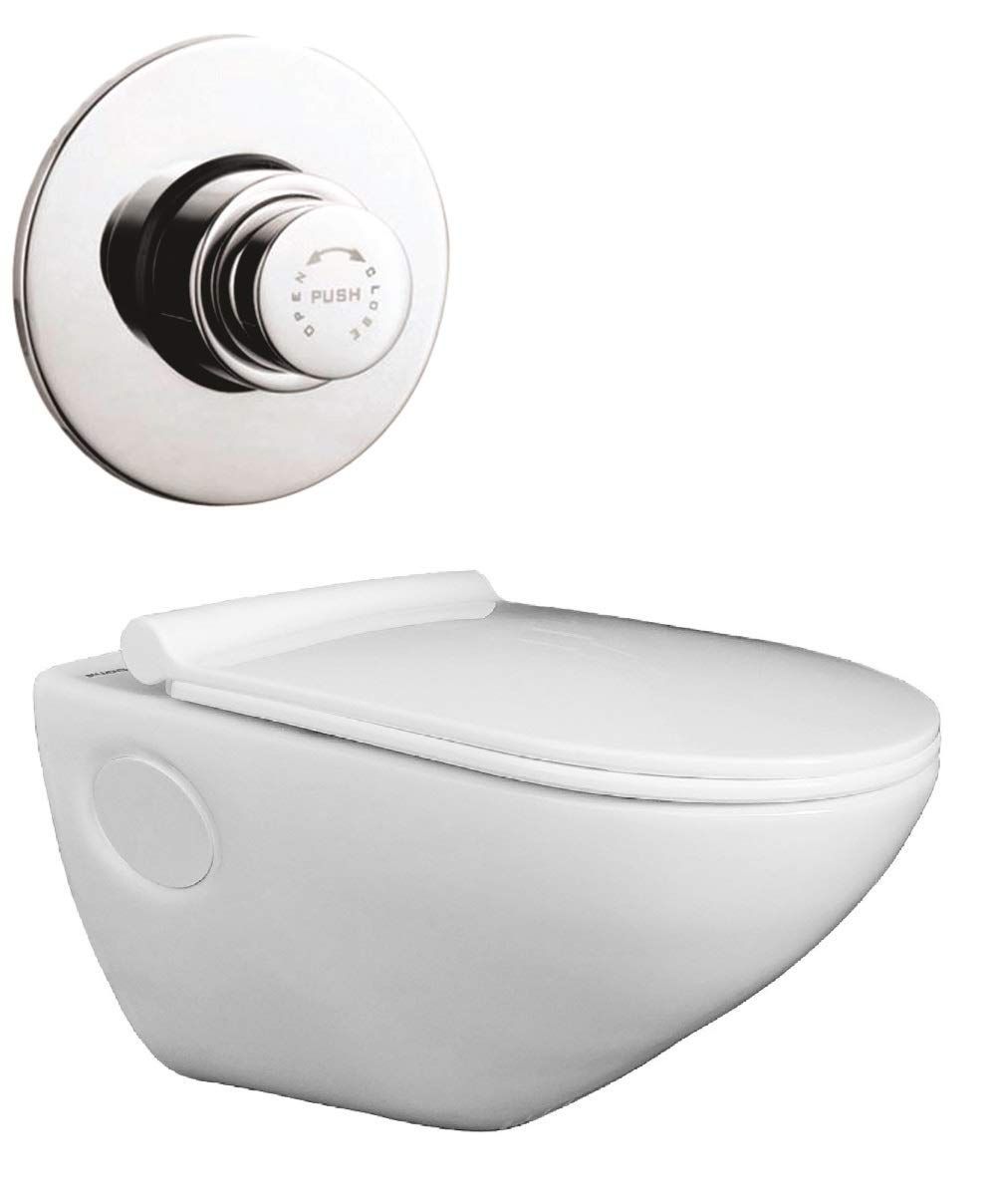 Belmonte Wall Hung Water Closet Titan with Flush Valve & Soft Close Seat Cover - White