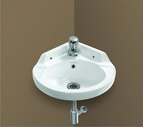 Belmonte Ceramic Bathroom Glossy Basin Wall Mount/Wall Hung Small Corner Sink/Wash Basin (Ivory, 16 Inch x 16 Inch)