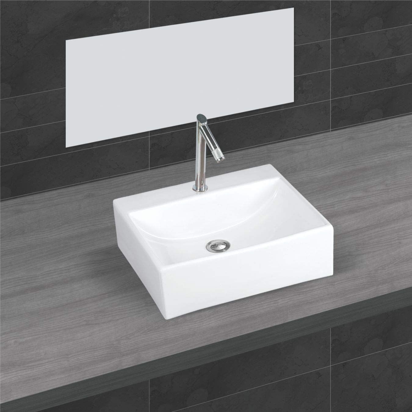 Belmonte Ceramic Counter/Table Top Wash Basin Casanova 18 Inch x 15 Inch - White