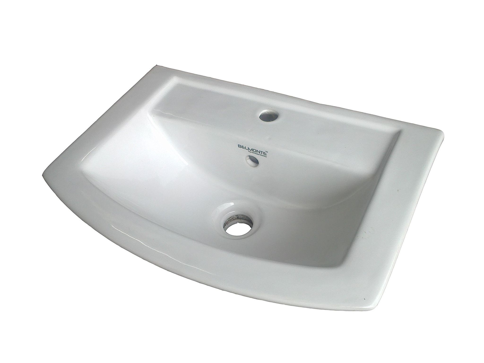 BELMONTE Lily Wall Hung Glossy Wash Basin (White, 18 x 13 Inch)