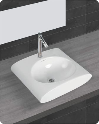 Belmonte Ceramic Wall Hung cup Table Top Wash Basin for Bathroom Slona 20 Inch x 16 Inch - White