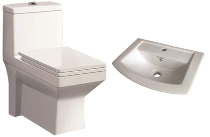 Belmonte Ceramic Floor Mounted One Piece Commode Water Closet Ripone Outlet Location Floor Side Bottom S Trap Distance 225mm 9 Inch - White