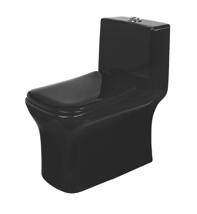 Belmonte Ceramic One-Piece Western Toilet Commode Water Closet EWC Floor Mounted Battle S Trap OUTLET Is on FLOOR Full Black Color Belmonte Ceramic One-Piece Western Toilet Commode Water Closet EWC Floor Mounted Battle S Trap OUTLET Is on FLOOR Full Black Color